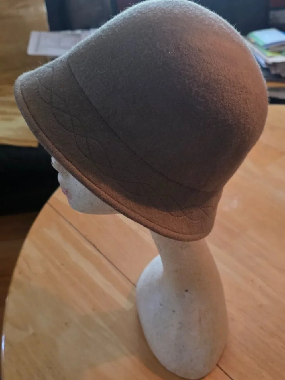 Albertus Swanepoel for Target 100% Wool Cloche Hat Olive Taupe Ribbon Detail